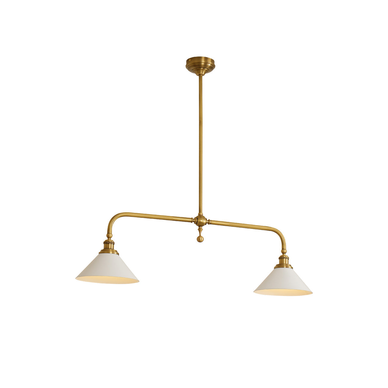 Lumos Dual-Head Brass Bar Pendant – Modern Architectural Lighting for Kitchen Island | Souliia