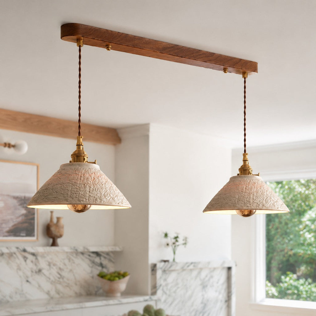 Textured Ceramic Copper Pendant Light | Souliia