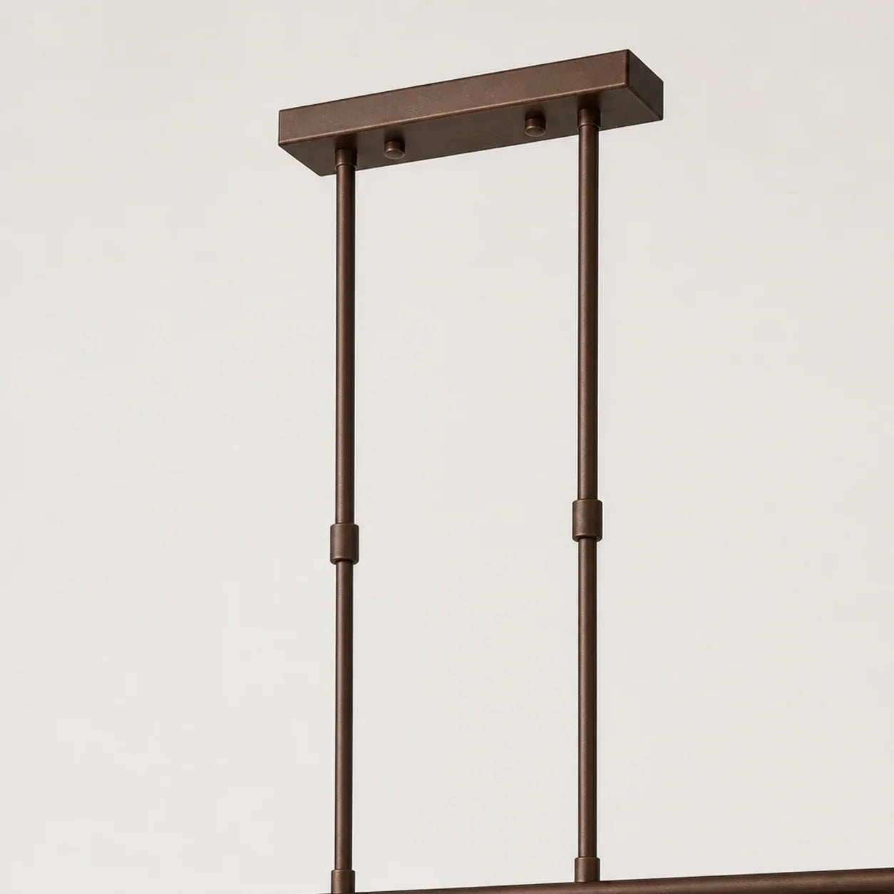 Strellux Linear Kronleuchter mit weißen Opalglas-Schirmen - Kaffee-Brauner rustikaler Stil für Esszimmer | Souliia