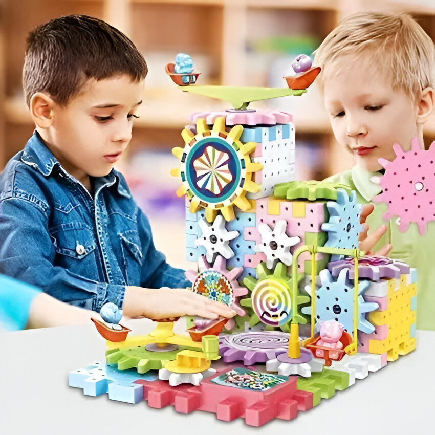 Jucării de construcție electrice Gear Toys, set STEM cu 83 de piese