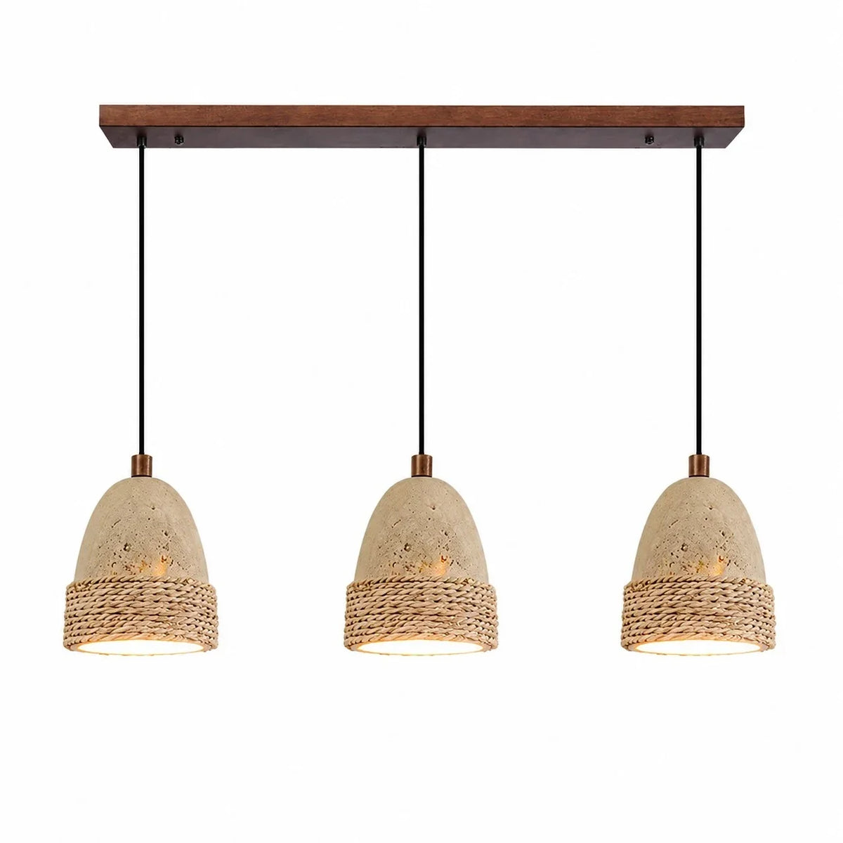 Lampada a sospensione in pietra intrecciata in stile wabi-sabi con opzioni a una o tre luci | Souliia