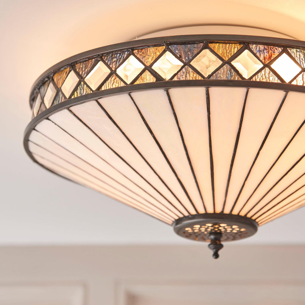Lustrielle Vintage Artistic Crystal Glass Flush Mount Ceiling Light for Modern Interiors | Souliia