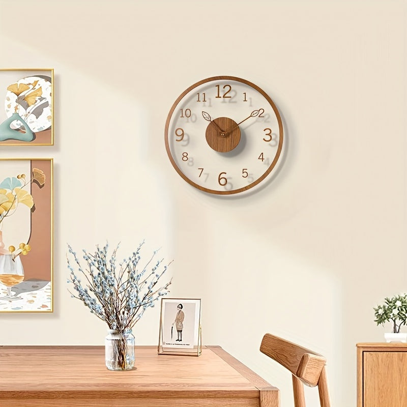 Leafora Minimalist Floating Wall Clock — Clean Leaf Motif Dial