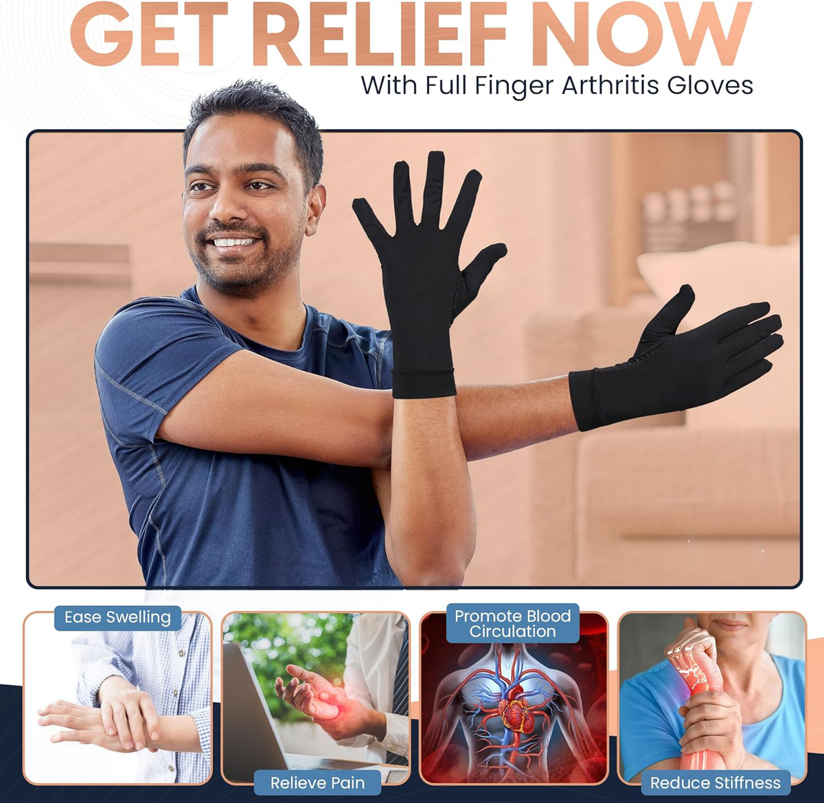 Gants de compression pour l’arthrite, le syndrome du canal carpien et les tendinites