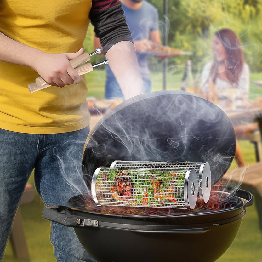 Grillexa Stainless Steel Grill Basket — Perforated Design and Raised Edges