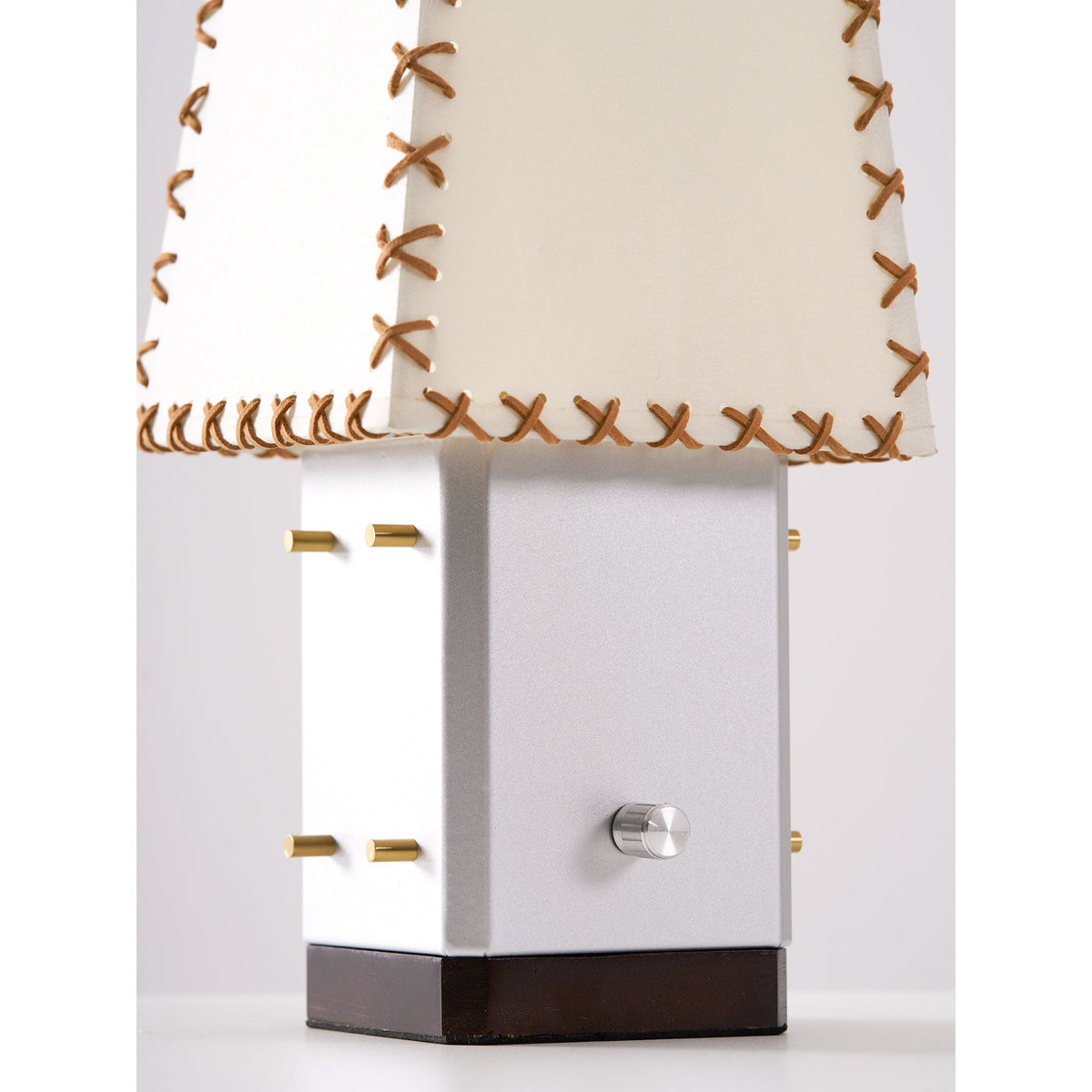 Modern Geometric Metal Table Lamp – Parchment Shade for Bedroom Nightstand Lighting | Souliia