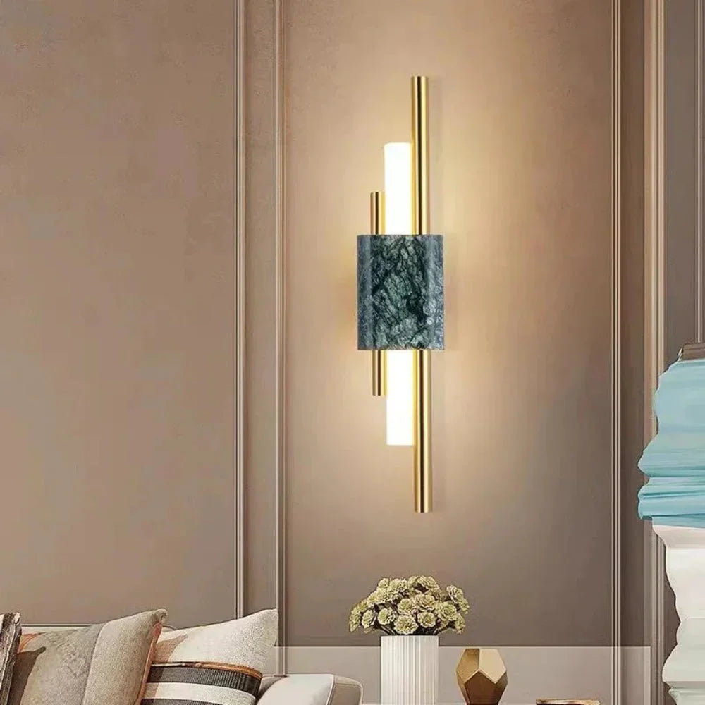 Refined Radiance Marble Accents Wall Light | Souliia