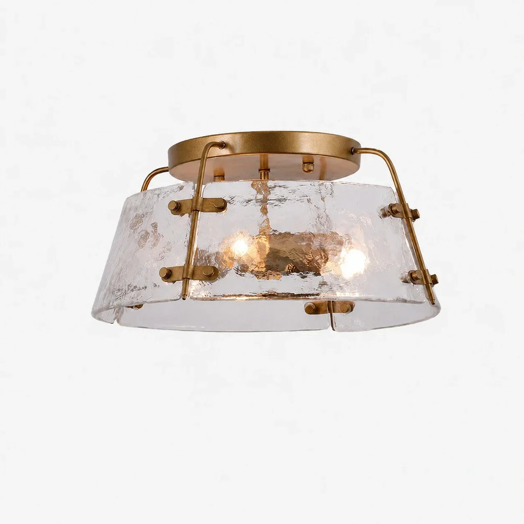 Rustic Industrial Clear Glass Semi Flush Ceiling Light for Kitchen and Living Room | Souliia