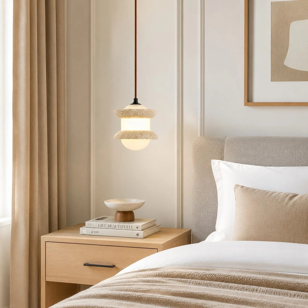 Travertine Stone Pendant Light | Souliia