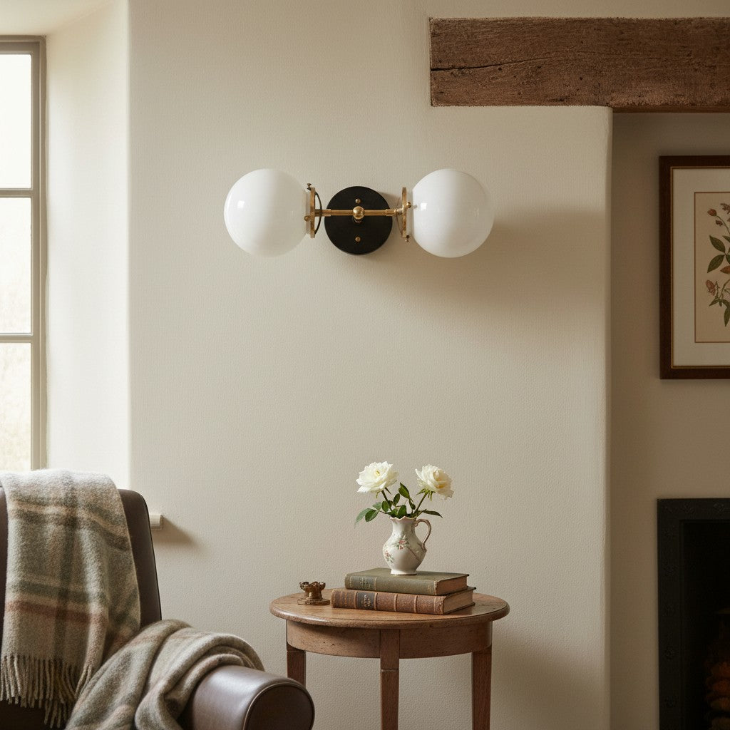 Lumio Globe Opal Glass – Mid-Century Modern Bathroom Wall Sconce | Souliia