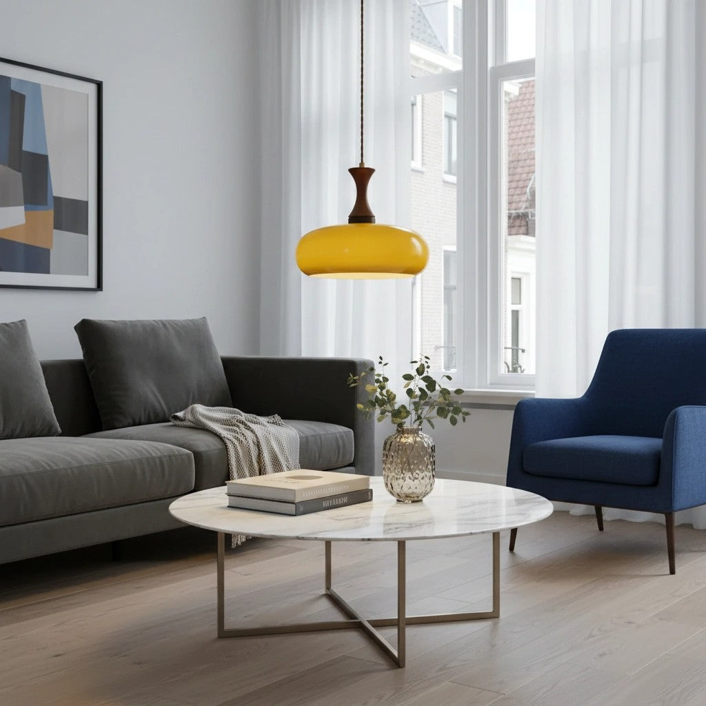 Velora Scandinavian Farmhouse Pendant with Glass Shade Modern Plug-In Design | Souliia