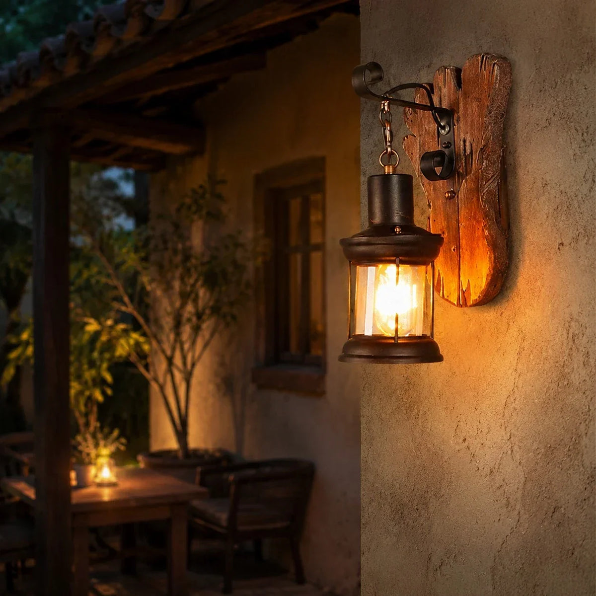 Rustic Ship Wood Industrial Wall Sconce Lamp | Souliia