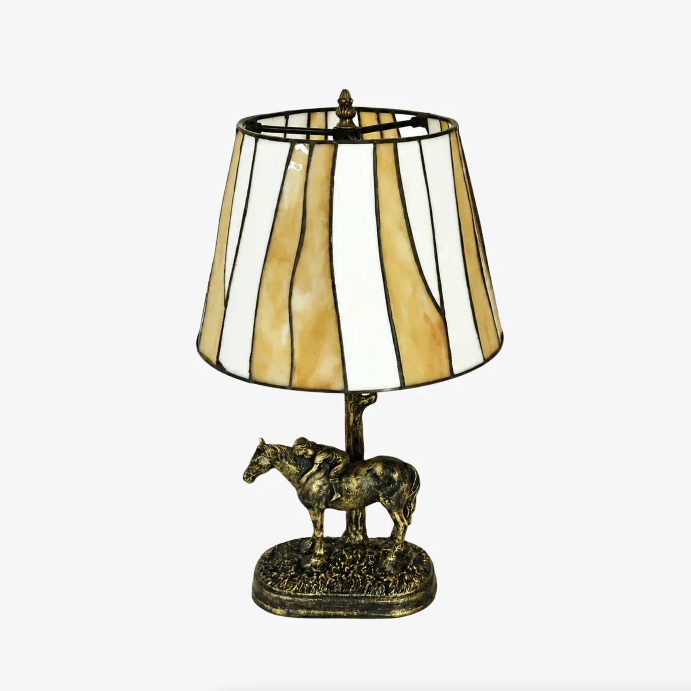 Tiffany-Style Stained Glass Horse Table Lamp | Souliia