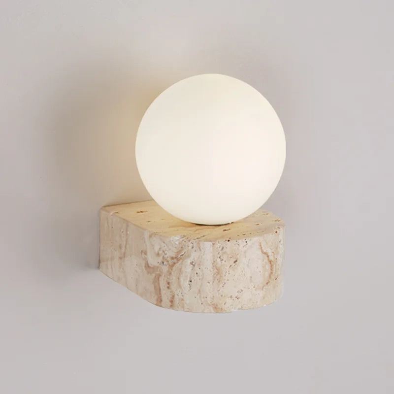 Travertine Hemisphere Wall Sconce | Souliia
