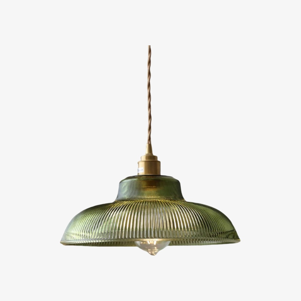 Ribilux Ribbed Pendant Light - Vintage Glass and Metal for Kitchen and Dining Room | Souliia