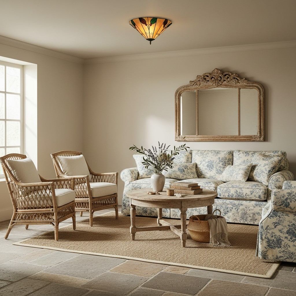 TiffStar Blatt Deckenleuchte mit Kunstglas-Schirm für Wohnzimmer | Souliia
