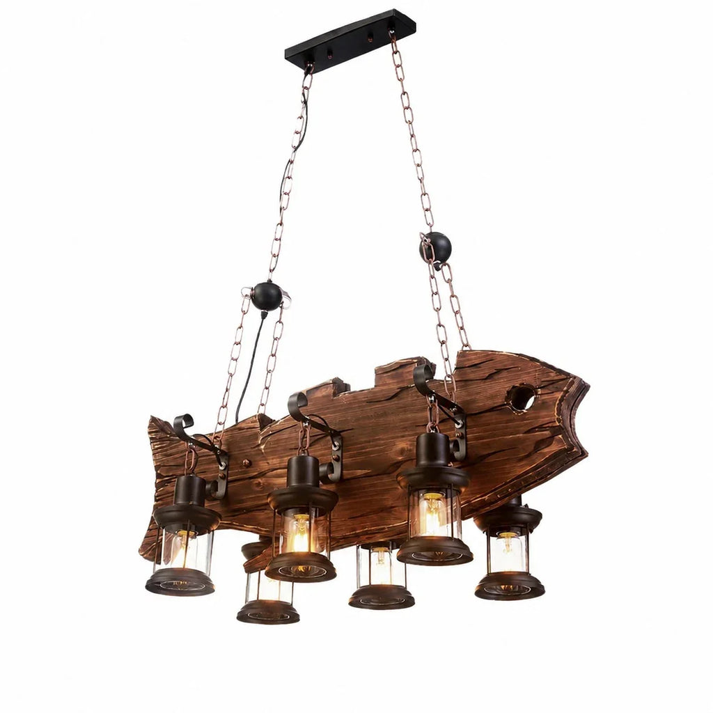 Rustic Industrial Solid Wood Pendant Light Collection | Souliia