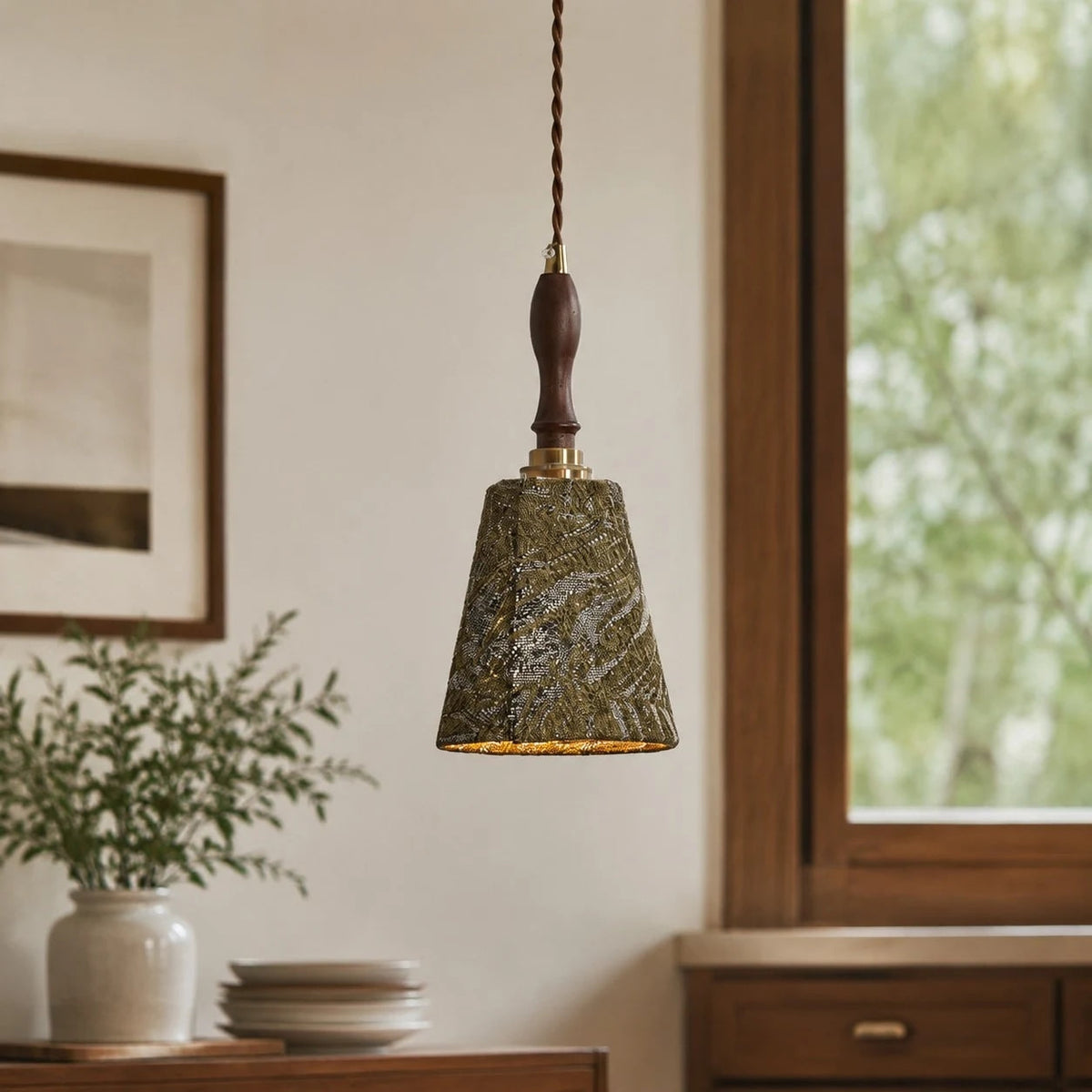 Wabi-sabi-pendellampe i stof | Souliia