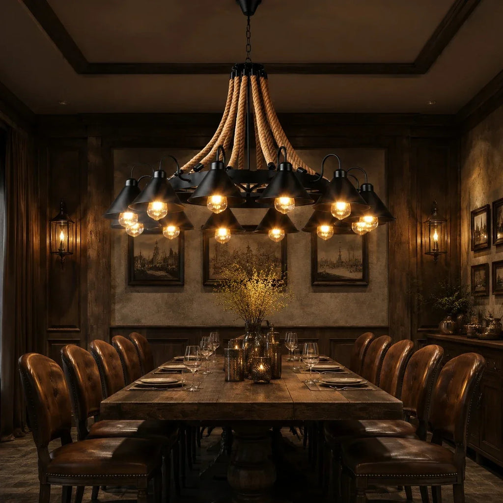 Rustic Farmhouse Rope Chandelier | Souliia
