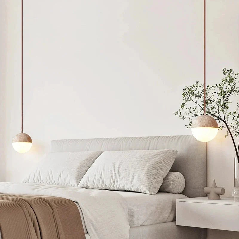 Travertine Ball Pendant Light | Souliia