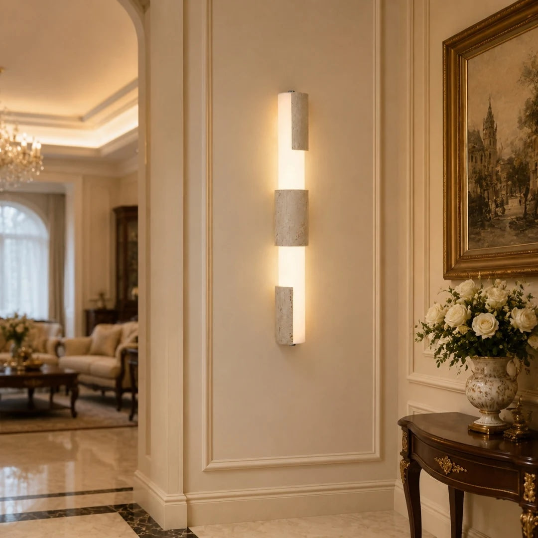Lampada da parete in travertino giallo e acrilico | Souliia