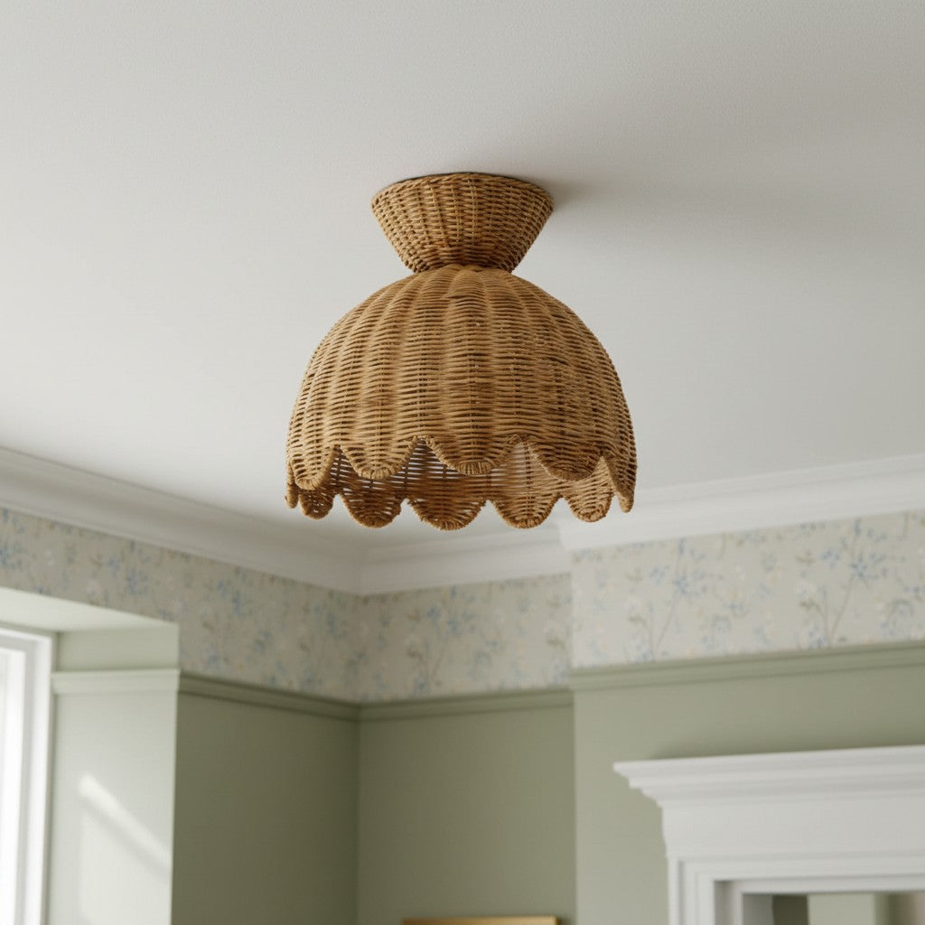 Rattalia Ceiling Light - Sculptural Flower Design in Natural Style for Kitchen Island | Souliia