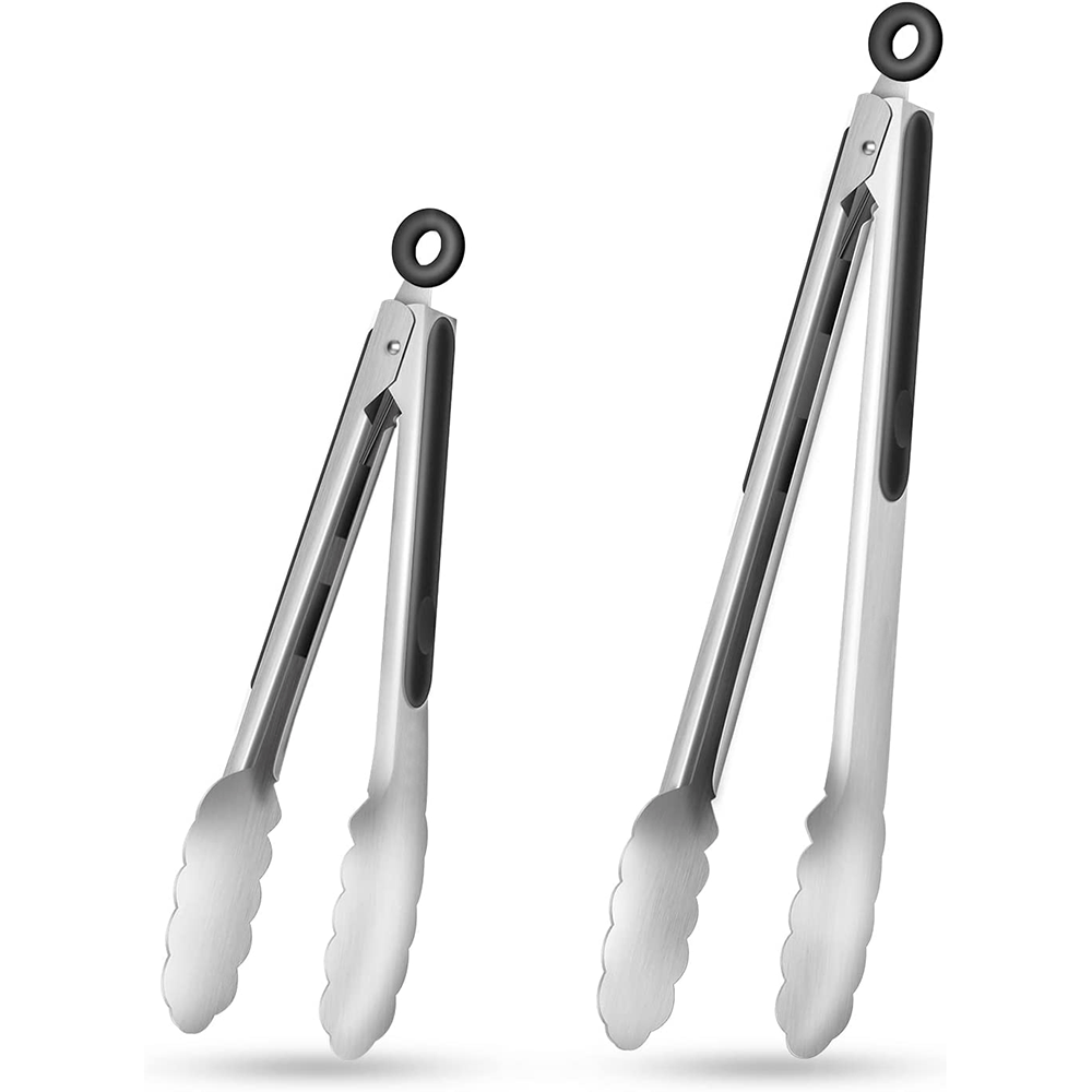 Locktong Stainless Steel Tongs — Silicone Grip Handles, Locking Mechanism