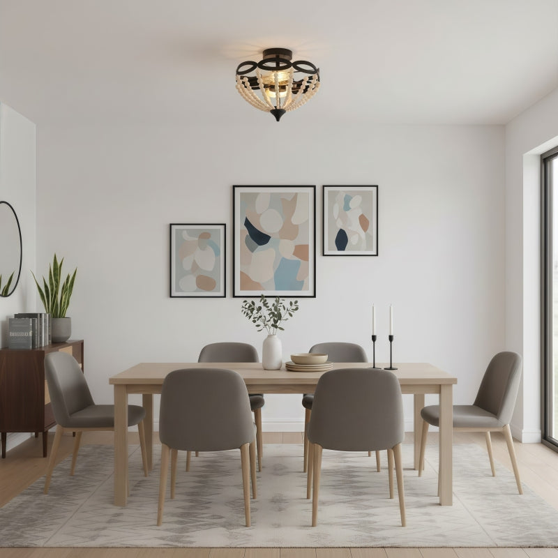 Rustibea Beaded Dome Ceiling Light – Vintage Country for Kitchen | Souliia