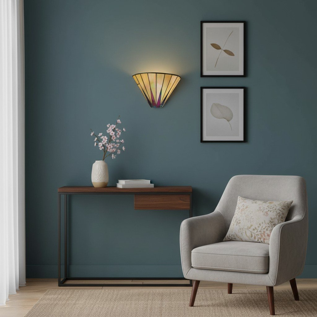 TF Art Deco Tiffany Glass Wall Sconce – Handcrafted Geometric Light for Hallways and Living Areas | Souliia