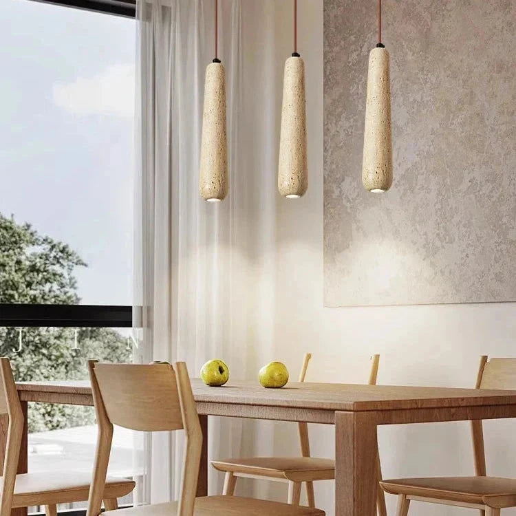 Travertine Tube Pendant Light | Souliia
