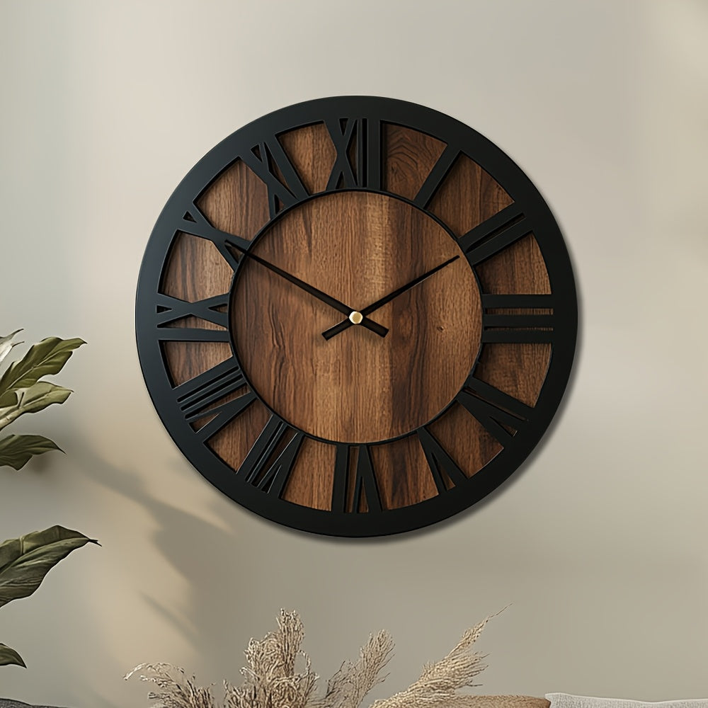 Naturisse Silent Wooden Wall Clock — Vintage Style, Artistic Design