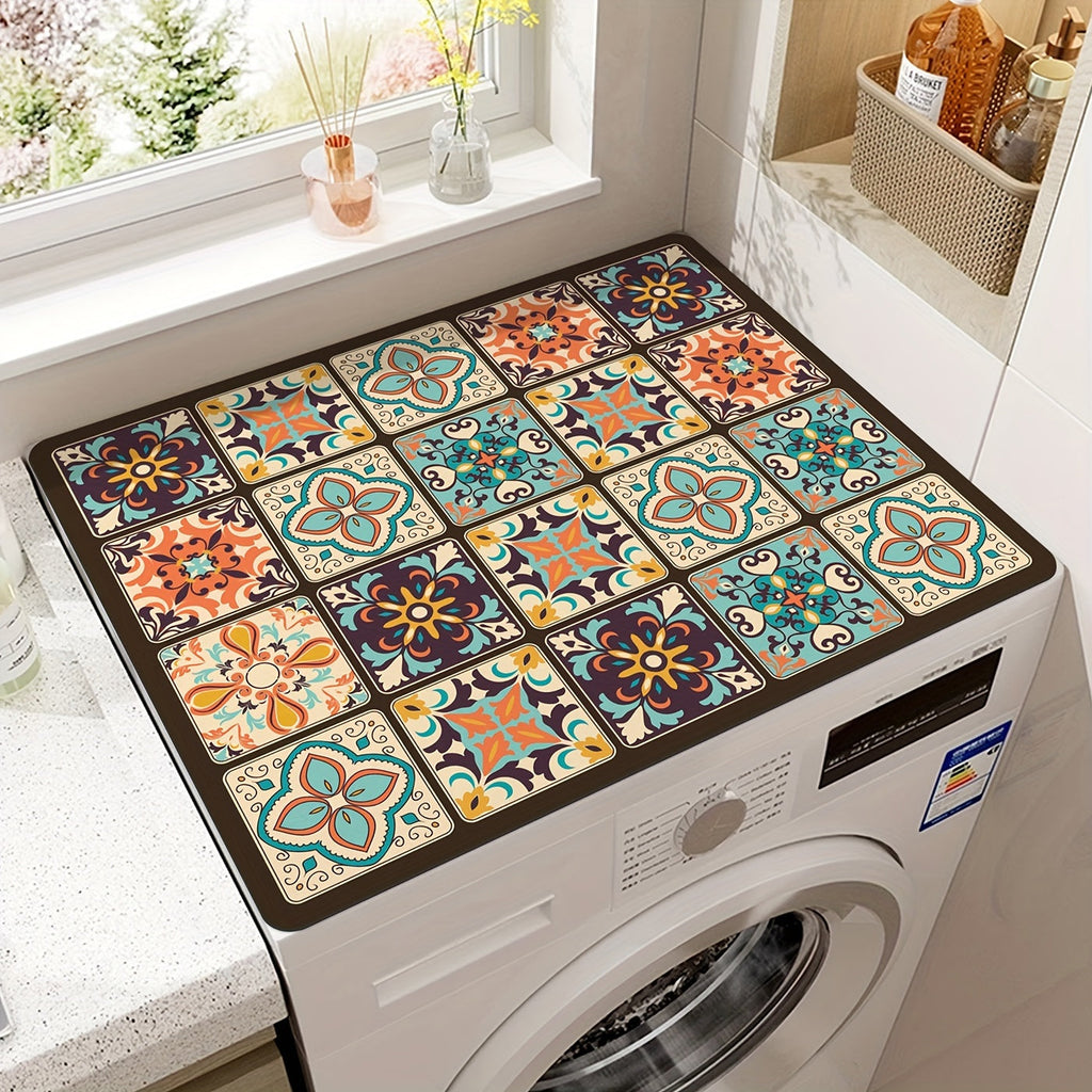 Retro Mosaic Washing Machine Cover Mat - Souliia