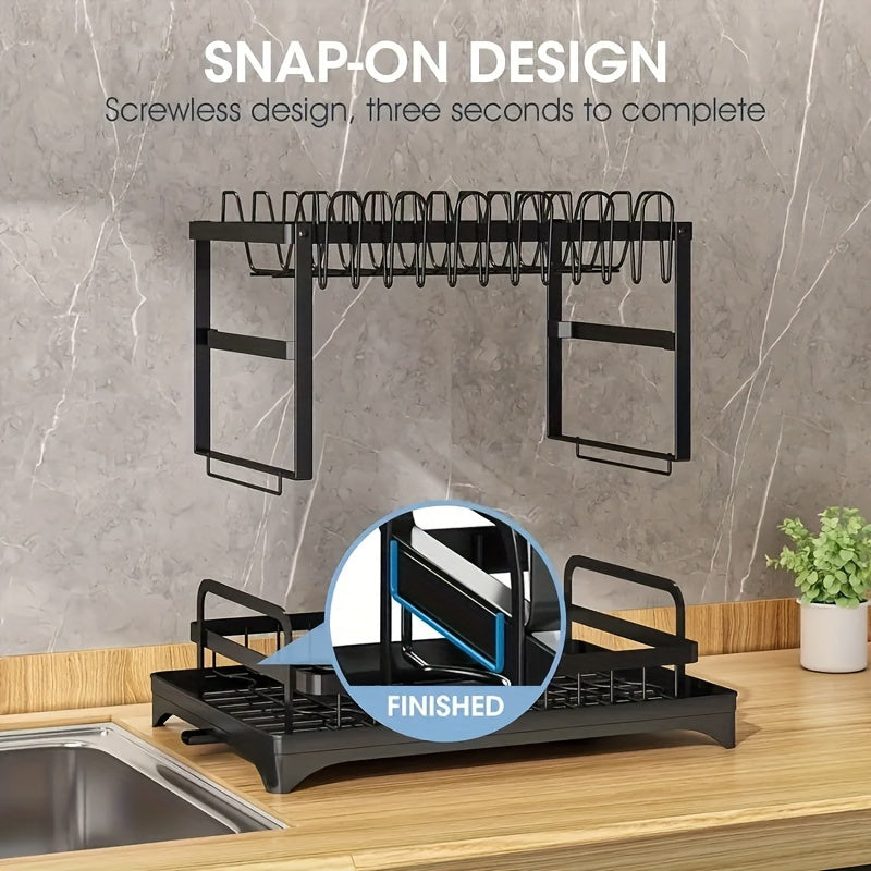 Two-Tier Draining Rack with Drainage System - Souliia