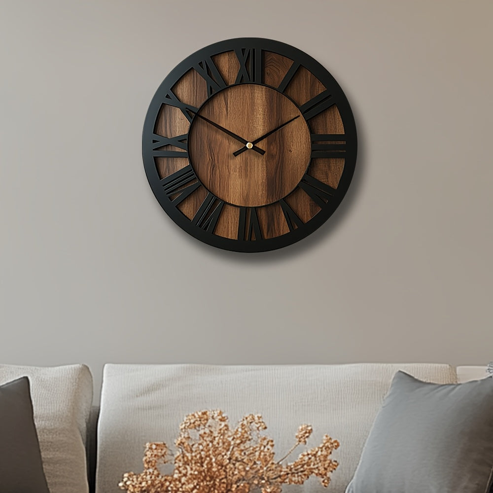 Naturisse Silent Wooden Wall Clock — Vintage Style, Artistic Design