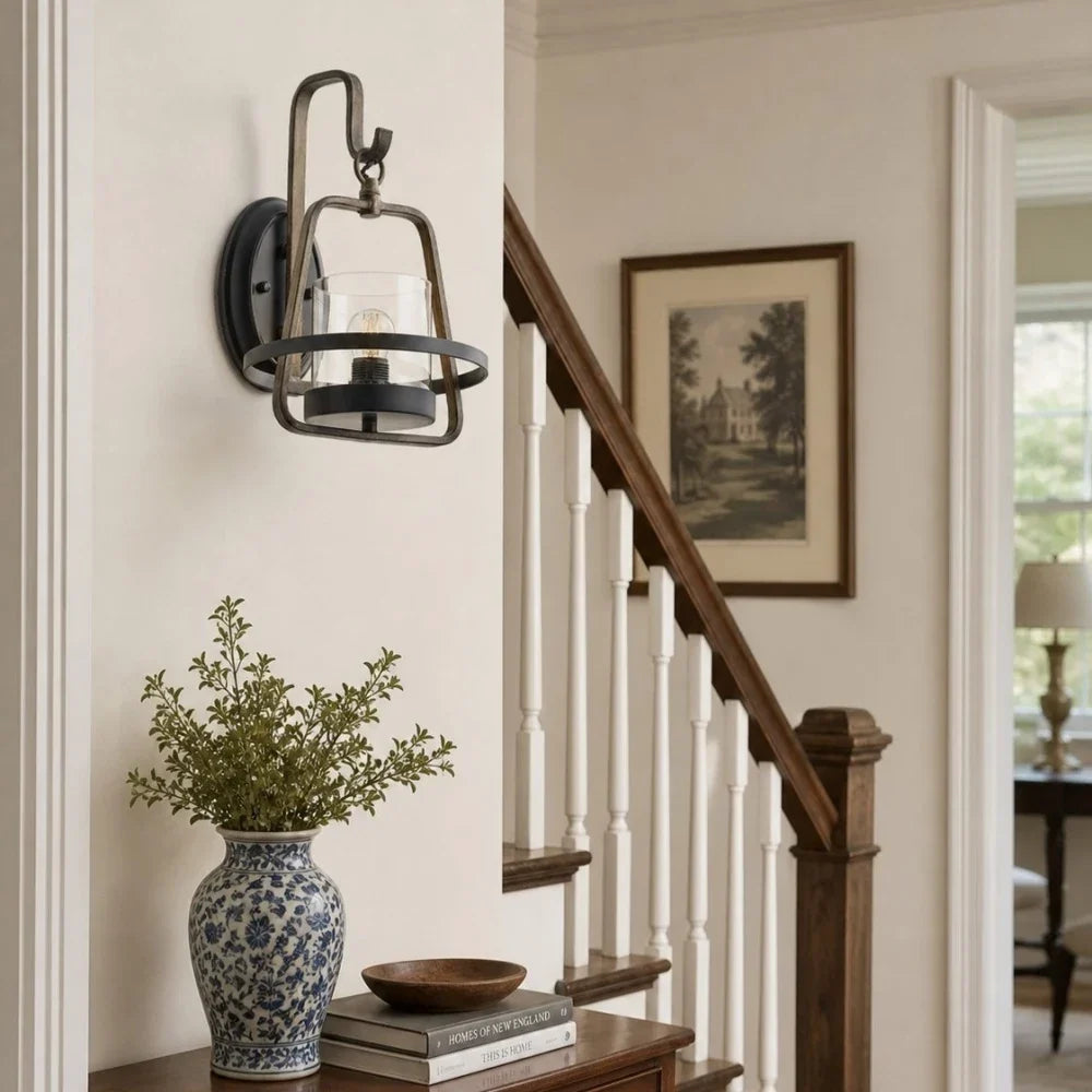 Rust Metal Clear Glass Wall Sconce | Souliia
