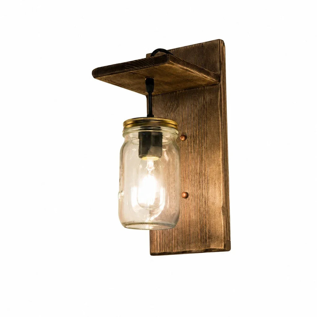 Rustic Ship Wood Industrial Wall Sconce Lamp | Souliia
