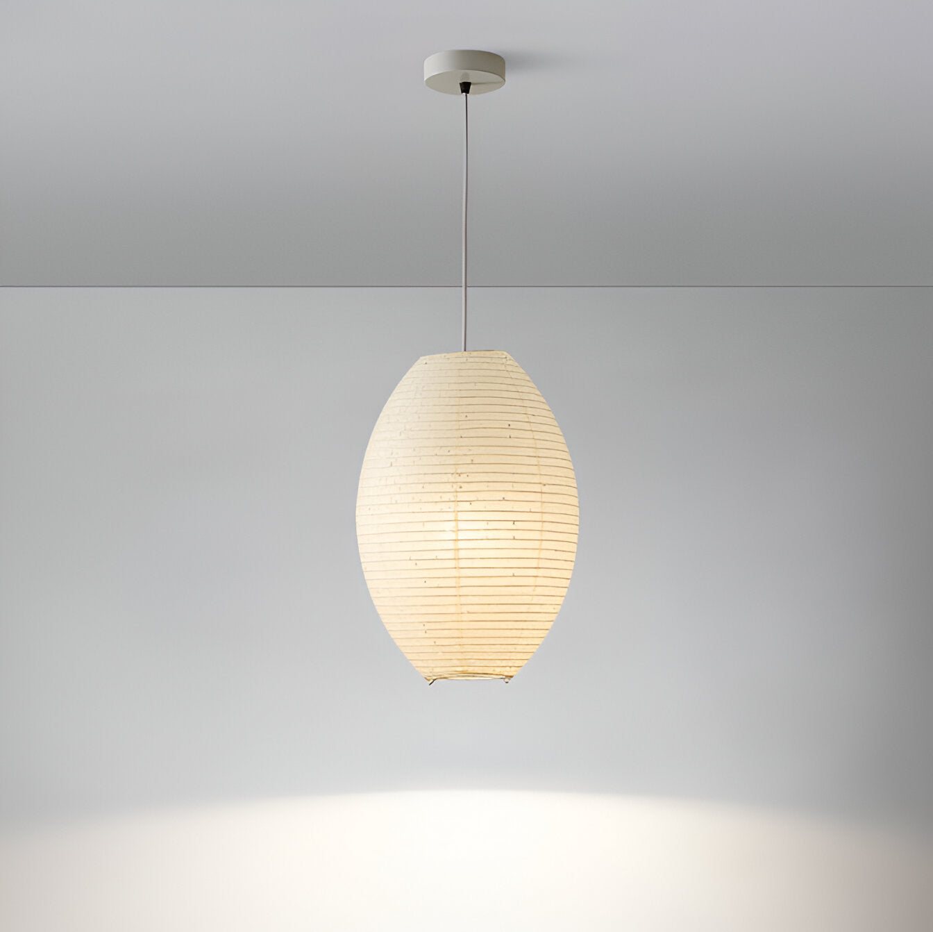 Traditionelle Japandi Wabi-Sabi Elliptische Papier-Pendelleuchte | Souliia