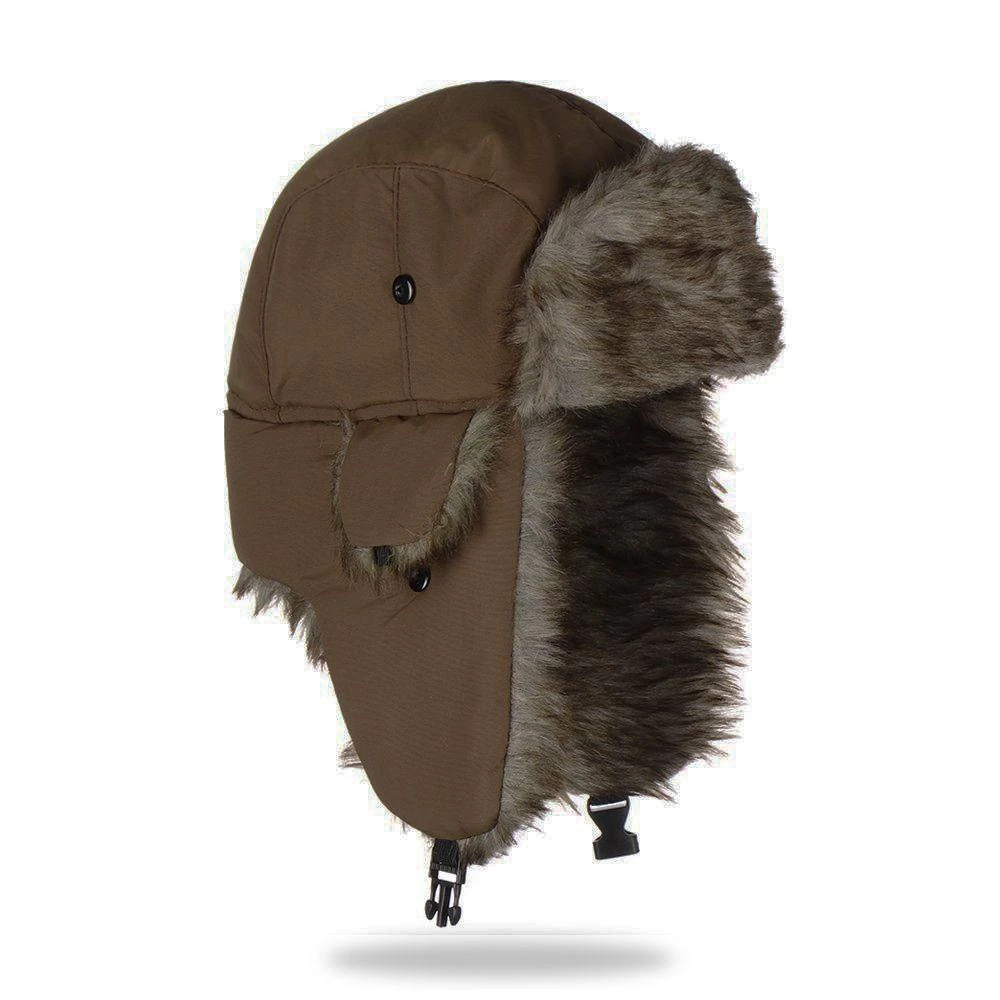 Cappello da sci aviator in ecopelliccia soffice — Copertura invernale completa con paraorecchie