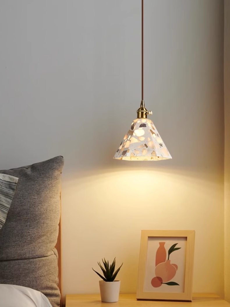 Wabi-sabi Style Water-polished Translucent Stone Retro Pendant Lamp | Souliia