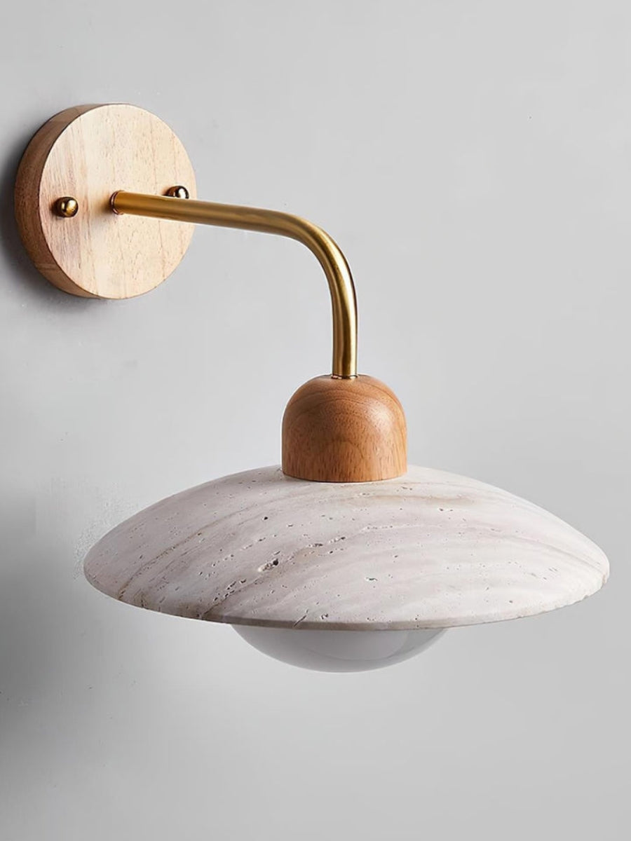 Travira Disc Travertine Wall Light - Modern Minimalist Sconce for Living Room | Souliia