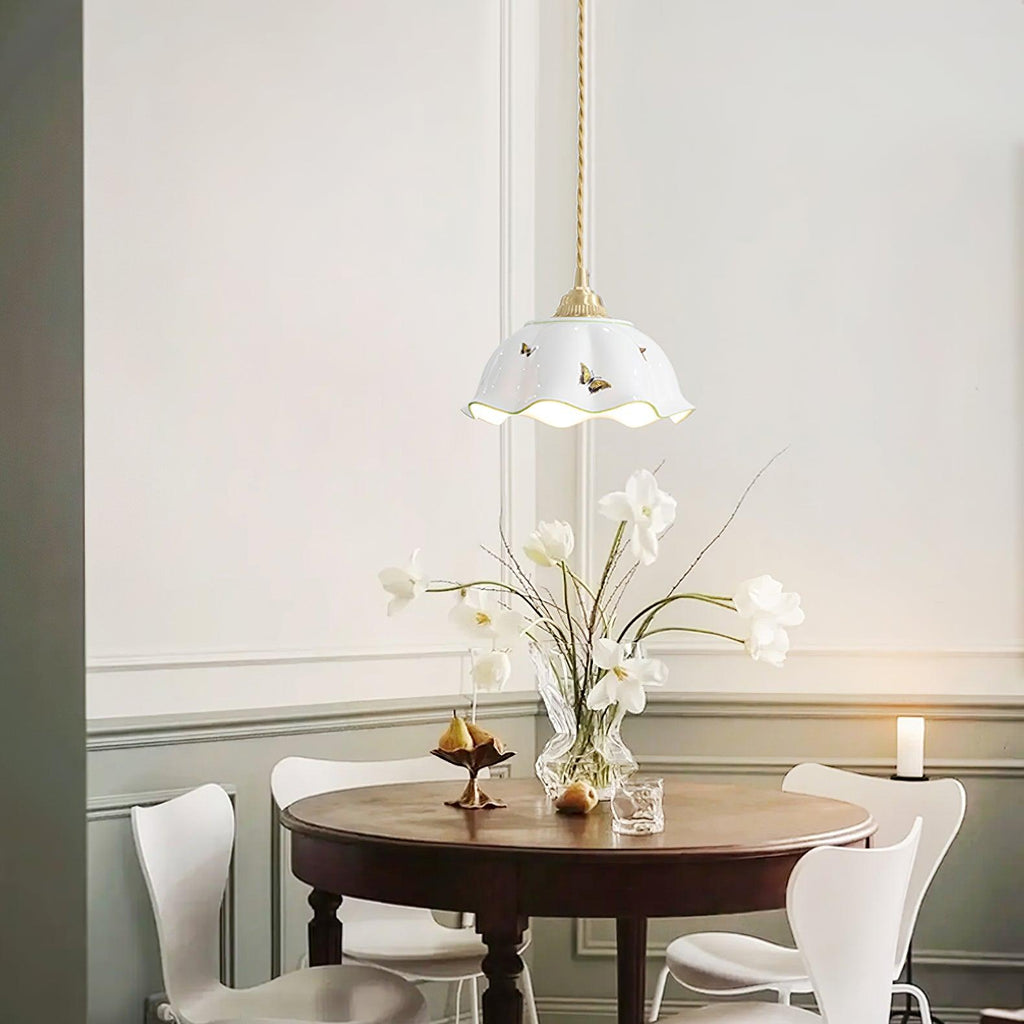 Retro Cream Style Ceramic Pendant Lamp M21 | Souliia