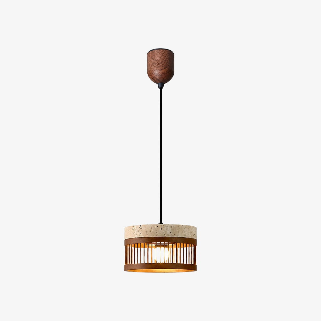 Vintage pendellampe i travertin og metal til spisestuen | Souliia