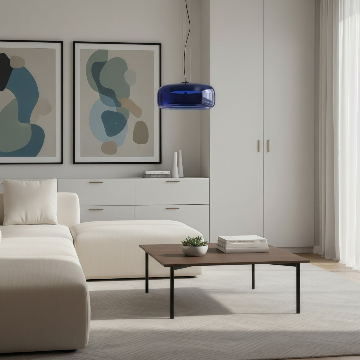 Lunorae Rounded Glass Pendant Lamp - Modern Sculptural Lighting for Living Room | Souliia