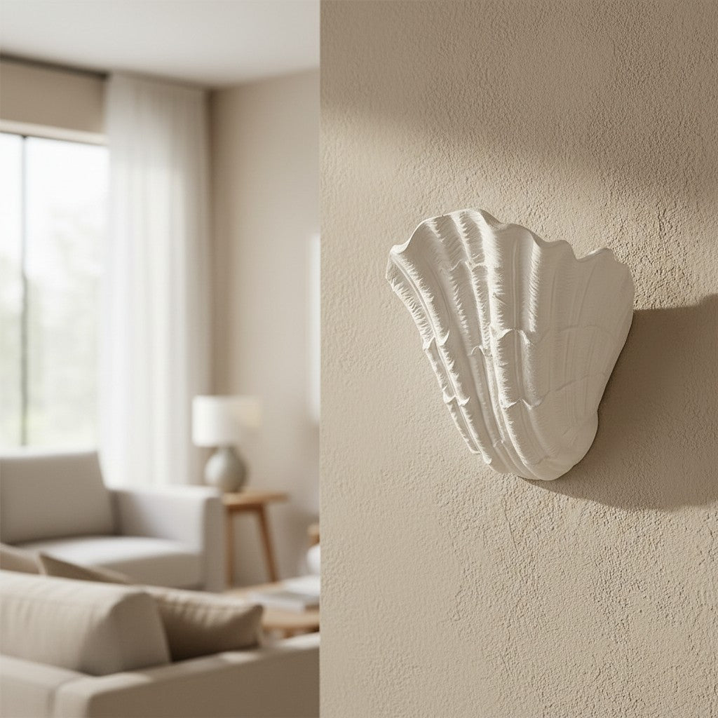 Seavira Organische Muschelstruktur-Wandleuchte – Moderne Putz-Wandleuchte für Wohnzimmer und Eingangsbereich | Souliia