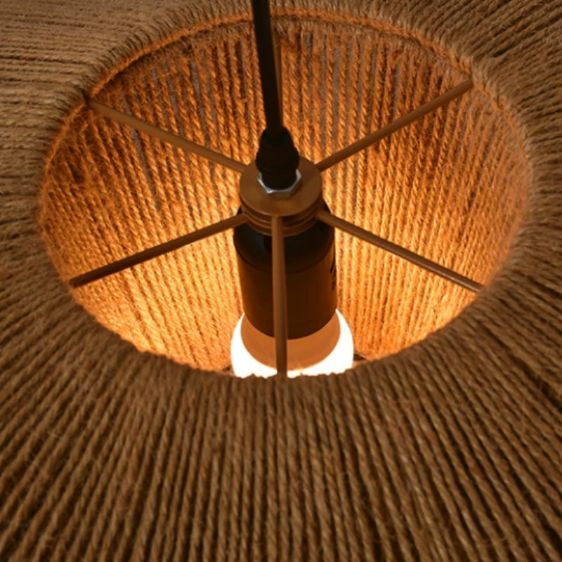 Rattan Hemp Rope Pendant Light for Dining Room | Souliia