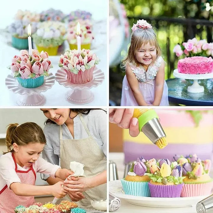 Set of 12 Tulip Piping Nozzles with Silicone Piping Bag - Souliia