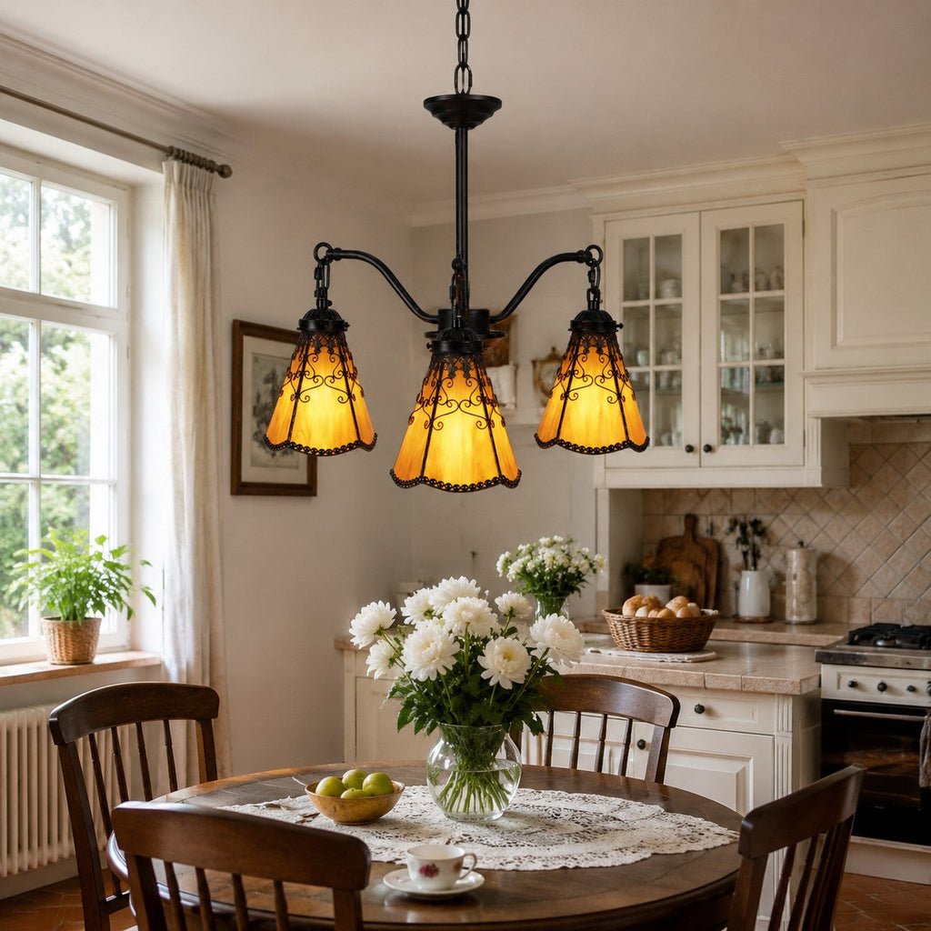 Tiffany-Style 3-Light Glass Pendant Chandelier | Souliia