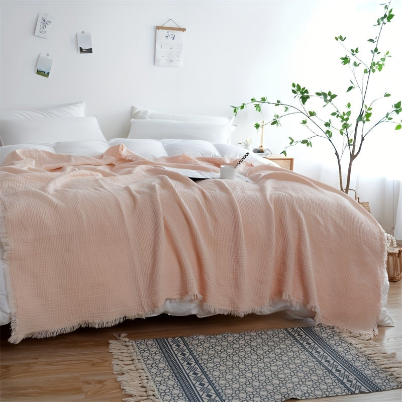 Softcloud Four-Layer Cotton Crepe Blanket — Neutral Beige, Lightweight