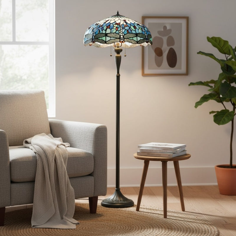 TiffStar Kunstglas Stehleuchte mit Ornamentmuster-Schirm – Stehlampe für Wohnzimmer | Souliia