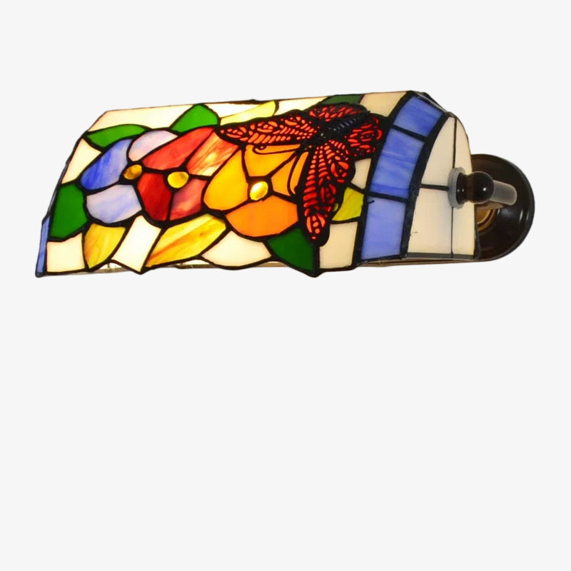 TF Tivanny Floral Stained Glass Wall Light - Tiffany Inspired Wall Sconce for Bedroom or Hall Decor | Souliia